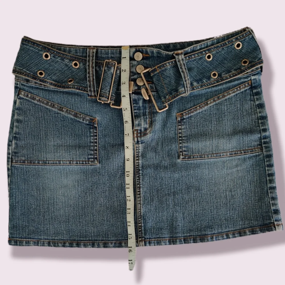 NWOT No boundaries Stretch Blue Jean Skirt with Belt Juniors Size 13 - Picture 5 of 9